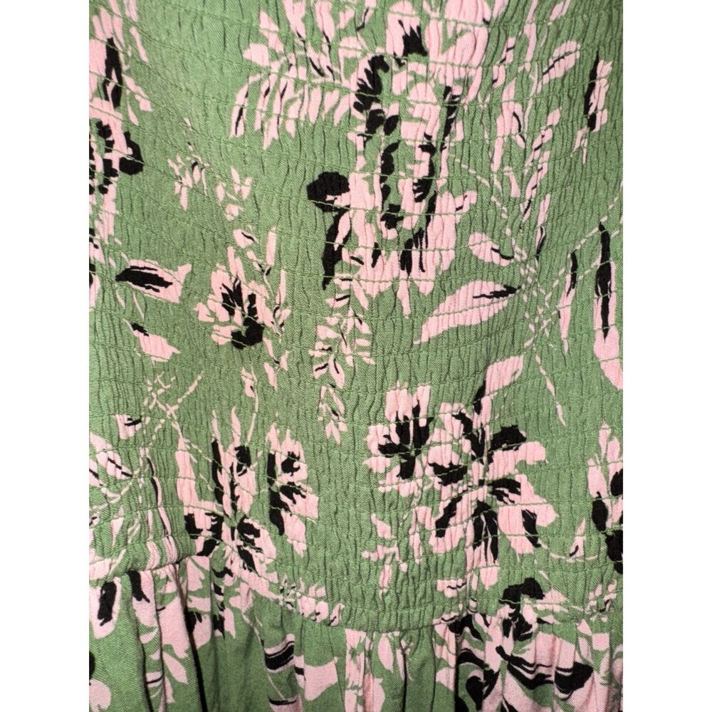 Torrid 3 Green Pink Floral Print Sleeveless Maxi Dress Shirred Bodice Adjustable - Picture 6 of 11